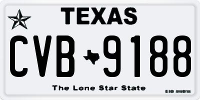 TX license plate CVB9188