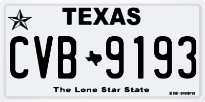 TX license plate CVB9193