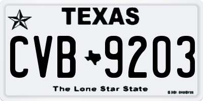 TX license plate CVB9203