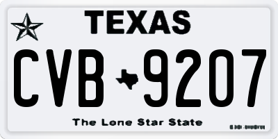 TX license plate CVB9207