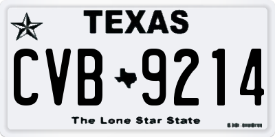 TX license plate CVB9214