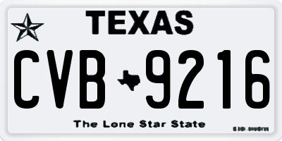 TX license plate CVB9216