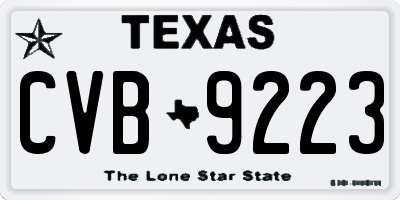 TX license plate CVB9223