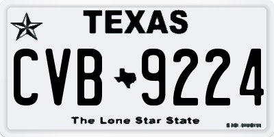 TX license plate CVB9224