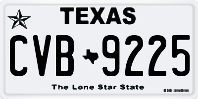TX license plate CVB9225