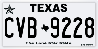 TX license plate CVB9228