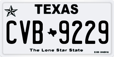 TX license plate CVB9229