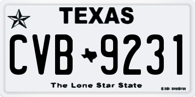 TX license plate CVB9231