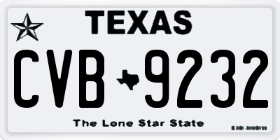 TX license plate CVB9232