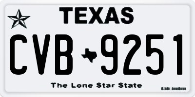 TX license plate CVB9251