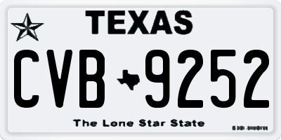 TX license plate CVB9252