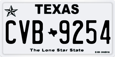 TX license plate CVB9254