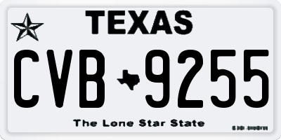 TX license plate CVB9255
