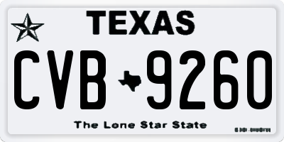 TX license plate CVB9260
