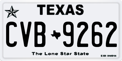 TX license plate CVB9262