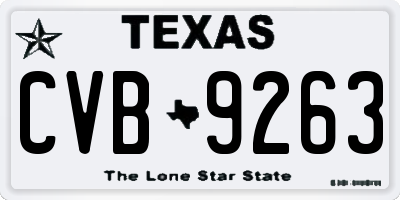 TX license plate CVB9263