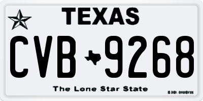 TX license plate CVB9268
