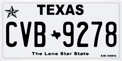 TX license plate CVB9278