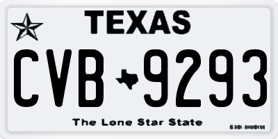 TX license plate CVB9293