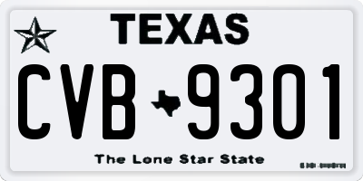 TX license plate CVB9301