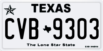 TX license plate CVB9303