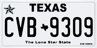 TX license plate CVB9309