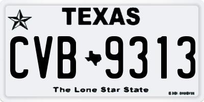 TX license plate CVB9313