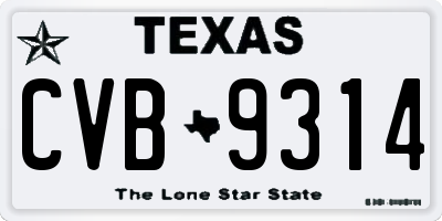 TX license plate CVB9314