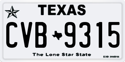 TX license plate CVB9315