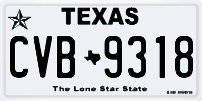 TX license plate CVB9318