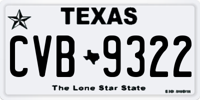 TX license plate CVB9322