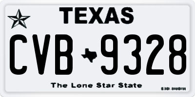 TX license plate CVB9328
