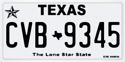 TX license plate CVB9345