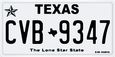 TX license plate CVB9347