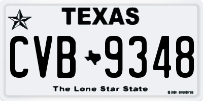 TX license plate CVB9348