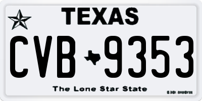 TX license plate CVB9353
