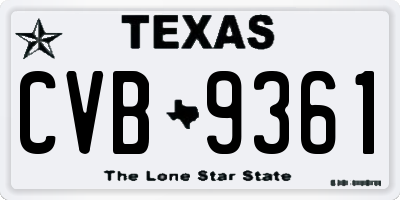 TX license plate CVB9361