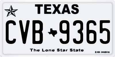 TX license plate CVB9365