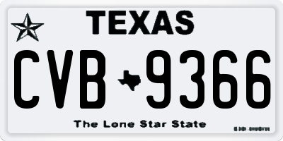 TX license plate CVB9366