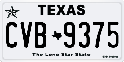 TX license plate CVB9375