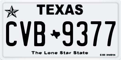 TX license plate CVB9377