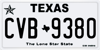 TX license plate CVB9380