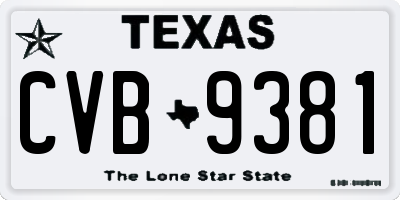 TX license plate CVB9381