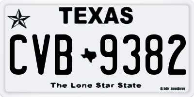 TX license plate CVB9382