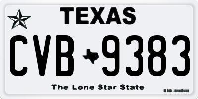 TX license plate CVB9383