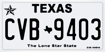 TX license plate CVB9403