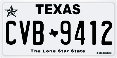 TX license plate CVB9412