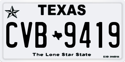 TX license plate CVB9419