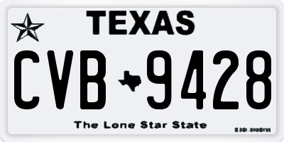 TX license plate CVB9428