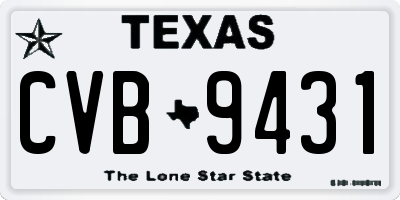TX license plate CVB9431